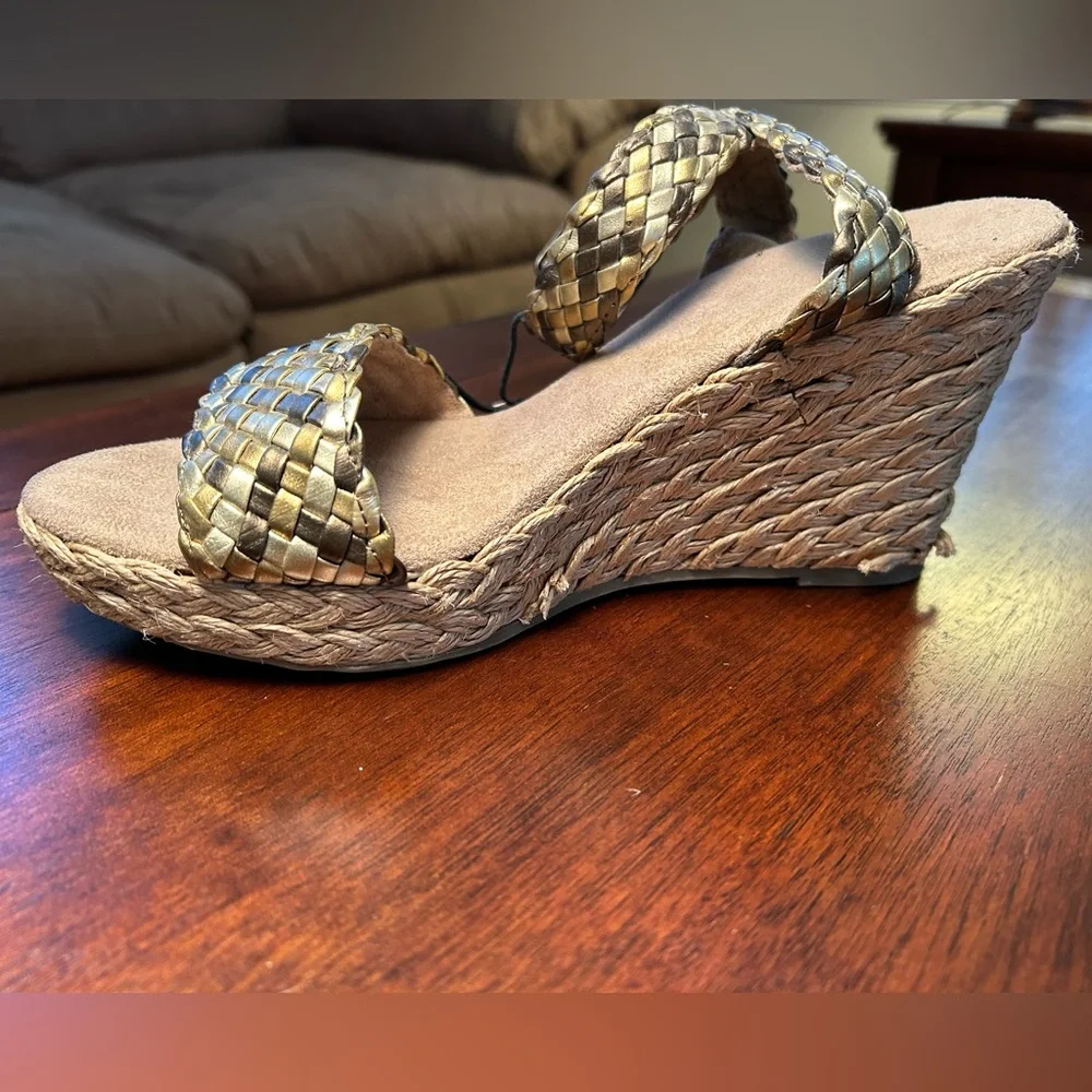 GAP Gold Braided Wedge Sandals